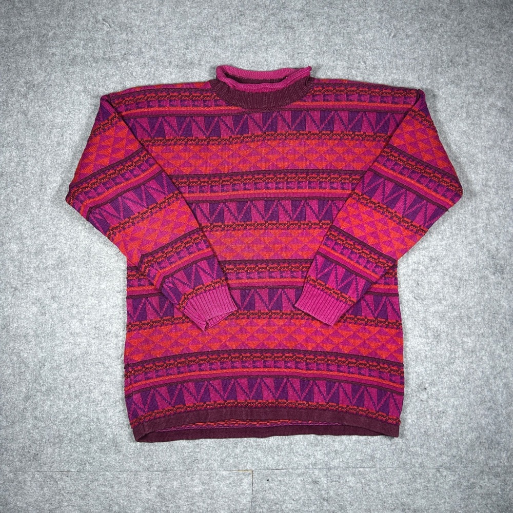 Vintage Segrets Sun Prints Sweater Womens Medium Purple Red Geometric Knit